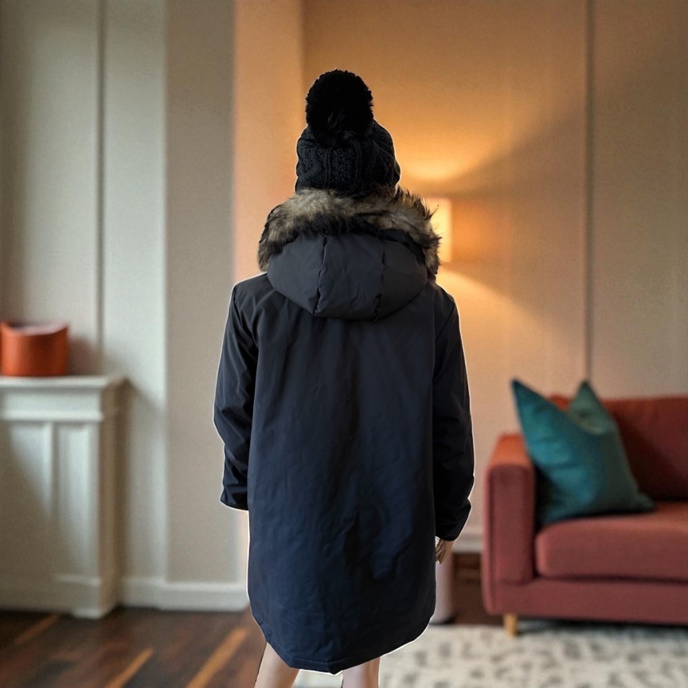 Faux Fur Mid-Length Hooded Parka With Large Pockets. NWT. - Picture 2 of 13